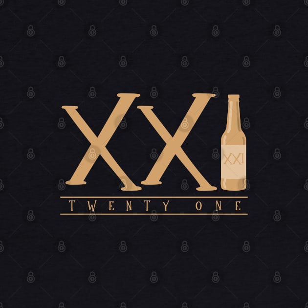 XXI (Twenty One) Beer Roman Numerals by VicEllisArt